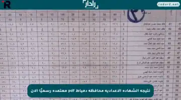 نتيجة الشهادة الإعدادية محافظة دمياط pdf معتمدة رسميًا الآن